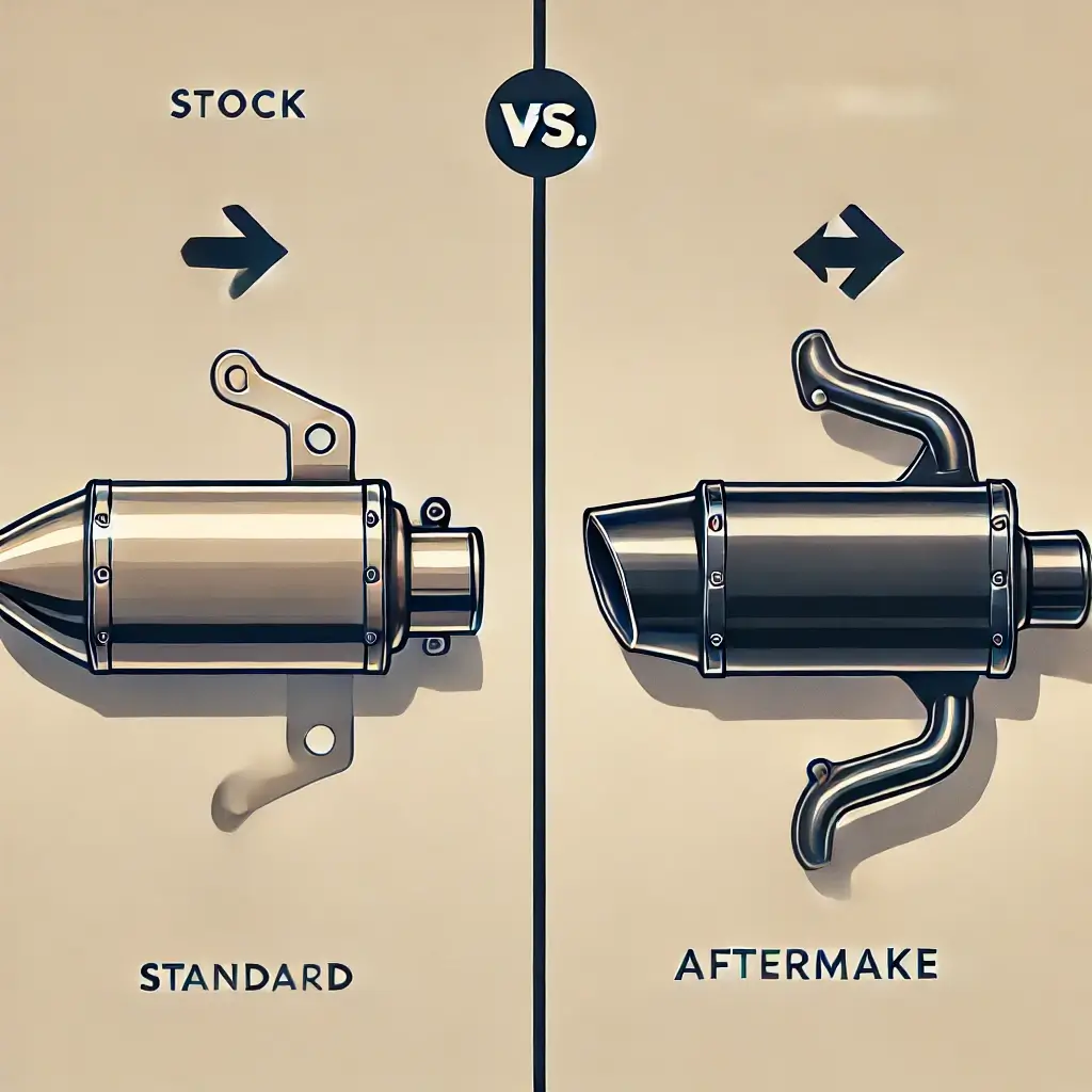 Comparison of a stock exhaust and a louder aftermarket exhaust.