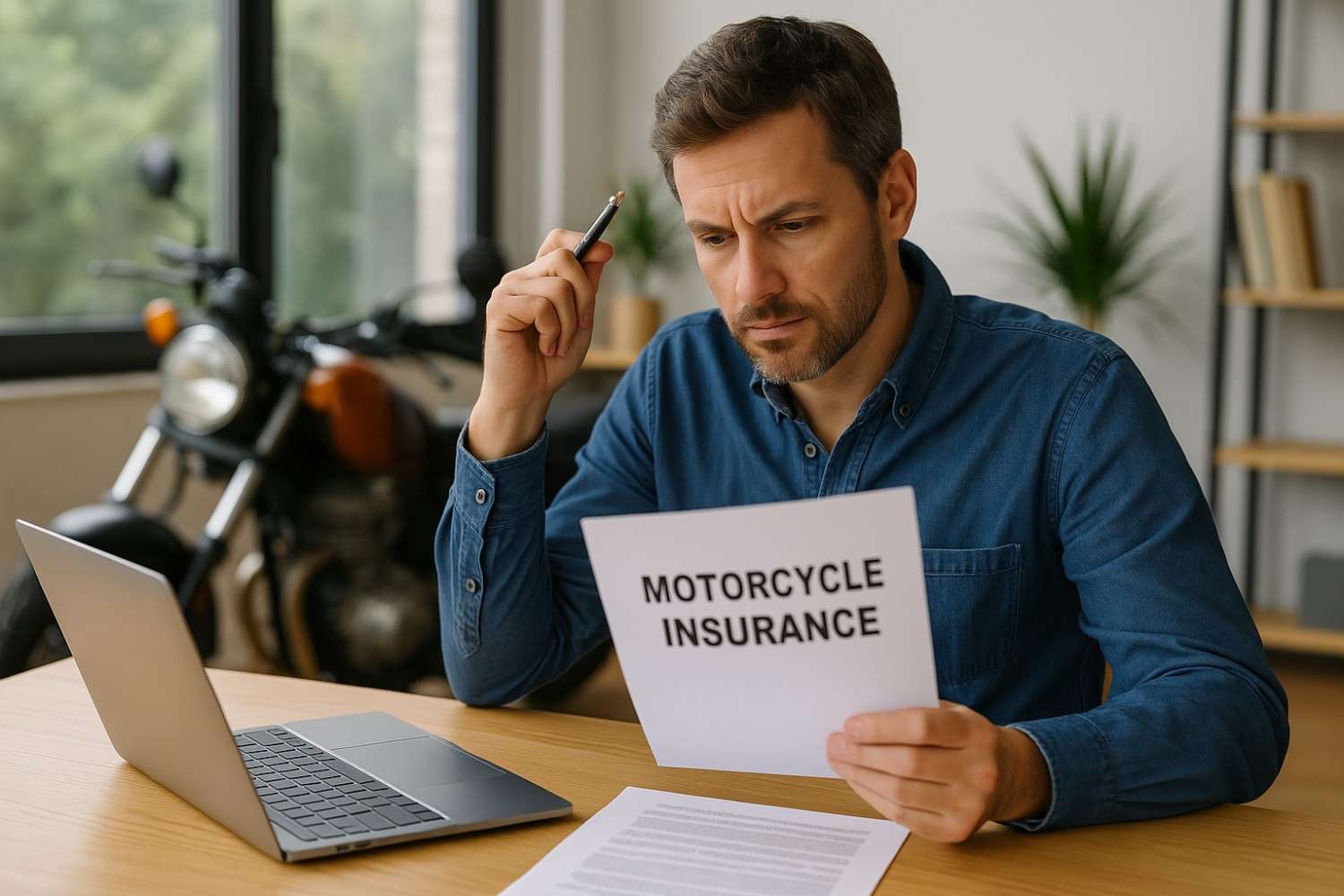 How to choose motorcycle insurance provider in the U.S. – A man reviewing options for his bike coverage
