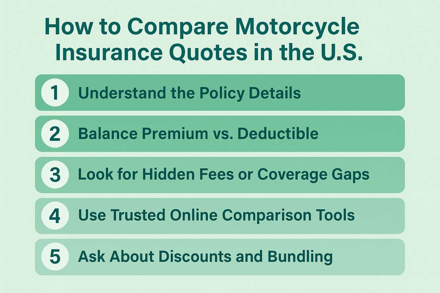 Infographic listing 5 steps to compare motorcycle insurance quotes
